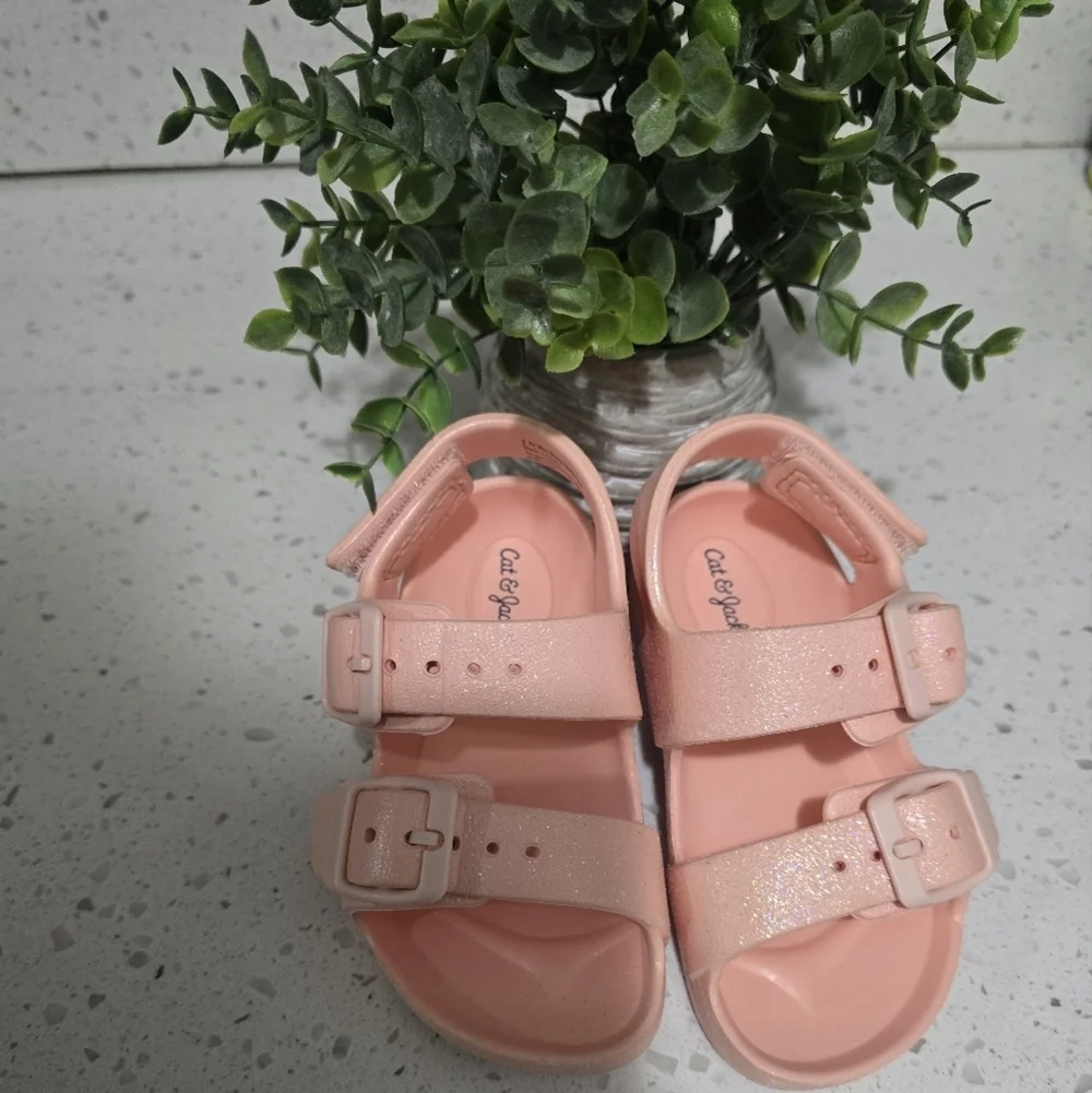 Cat & Jack Peach Glitter Kids Sandals